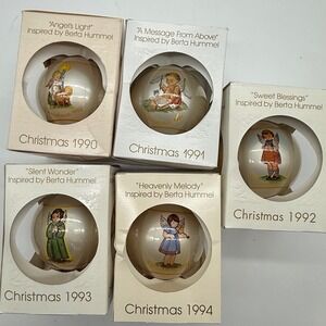 VTG Berta Hummel Inspired Christmas Ornament Collection Set of 5 Angels‎ 90s
